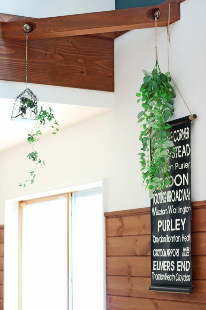 西尾市の地中熱住宅。C値0.09の安定した温熱環境により、観葉植物も健やかに育つイリートデザインのリビング。