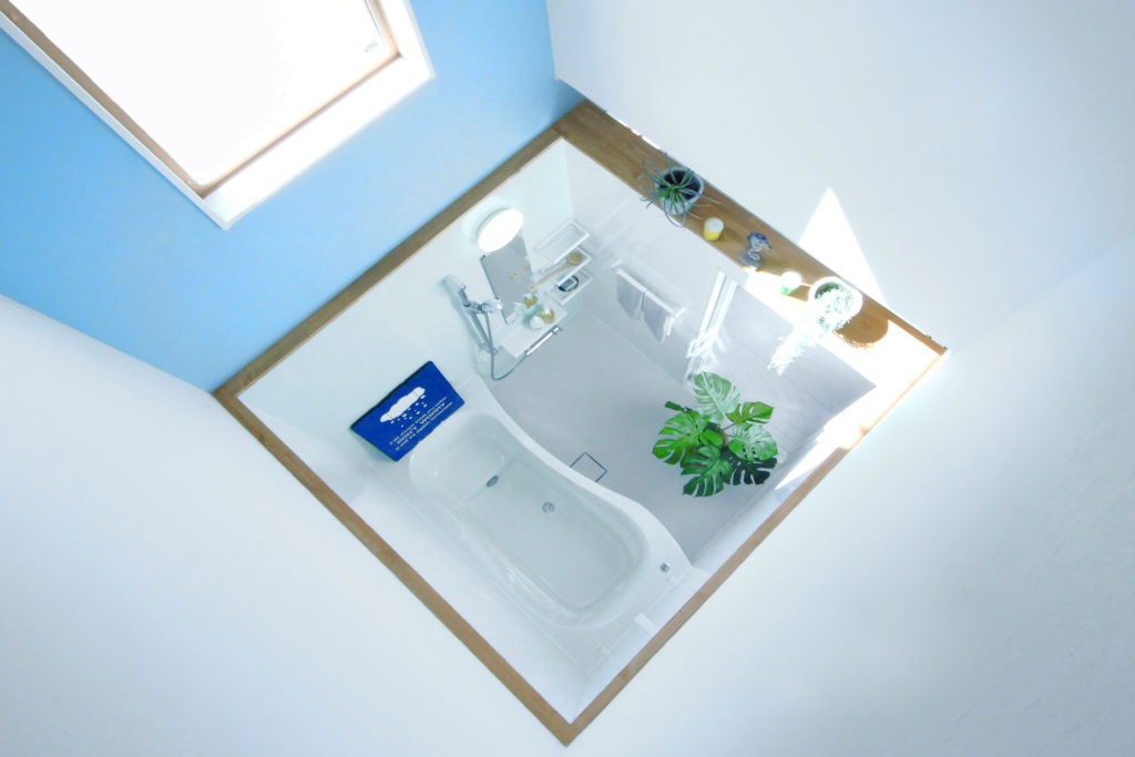 愛知県新城市の地中熱住宅。C値0.18の断熱性能により、冬の入浴時も湯冷めしにくい快適なお風呂。